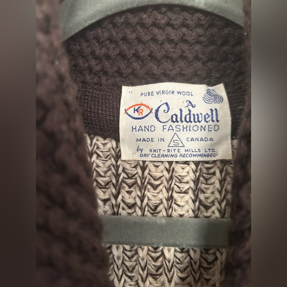 1950’s Caldwell Unisex Wool Cardigan Sweater Cowboy Rodeo Horses Hand Knit Small - Picture 2 of 11